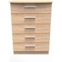 Welcome Furniture Ready Assembled Fourrisse 5 Drawer Chest - Bardolino Oak