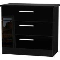 Welcome Furniture Fourrisse 3 Drawer Chest - Black Gloss
