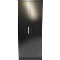 Welcome Furniture Fourrisse 2Ft6In Plain Wardrobe - Black Gloss