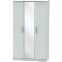 Ready Assembled Fourrisse Triple Mirrored Wardrobe - Grey Matt