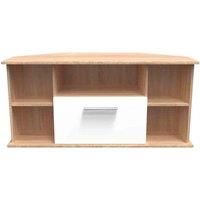 Welcome Furniture Fourrisse Corner Tv Unit - White Gloss and Bardolino Oak