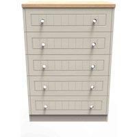 Ready Assembled Wilcox 5 Drawer Chest - Kashmir Ash and Oak