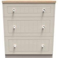 Welcome Furniture Ready Assembled Wilcox 3 Drawer Deep Chest - Kashmir Ash and Oak