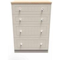 Ready Assembled Wilcox 4 Drawer Deep Chest - Kashmir Ash and Oak