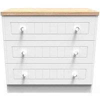 Ready Assembled Wilcox 3 Drawer Chest - Porcelain Ash and Oak