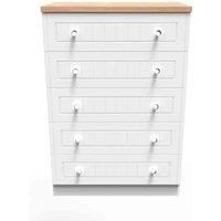 Welcome Furniture Ready Assembled Wilcox 5 Drawer Chest - Ash and Oak