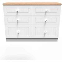 Ready Assembled Wilcox 6 Drawer Midi Chest - Porcelain Ash and Oak