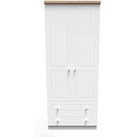 Ready Assembled Wilcox 2ft6in 2 Drawer Wardrobe - Porcelain Ash and Oak