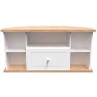Ready Assembled Wilcox Corner Tv Unit - Porcelain Ash and Oak