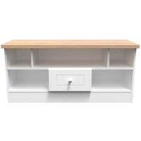 Ready Assembled Wilcox Open Tv Unit - Porcelain Ash and Oak