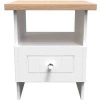 Ready Assembled Wilcox Bottom Drawer Lamp Table - Porcelain Ash and Oak