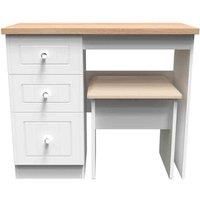 Ready Assembled Wilcox 2 Piece Set - Vanity and Stool - Porcelain Ash and Oak