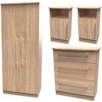Welcome Furniture Ready Assembled Sherwood 4 Piece Set - 2X Bedside (017) Chest (049) Wardrobe (060) In Bardolino Oak