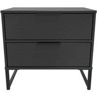 Welcome Furniture Ready Assembled Diego G 2 Drawer Bedside Cabinet In Black Ash