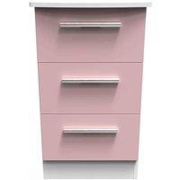Welcome Furniture Ready Assembled Knightsbridge 3 Drawer Bedside Cabinet In Kobe Pink & White