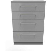 Welcome Furniture Ready Assembled Worcester 4 Drawer Deep Chest In Uniform Grey Gloss & Dusk Grey