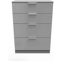 Welcome Furniture Ready Assembled Plymouth 4 Drawer Deep Chest In Uniform Grey Gloss & Dusk Grey