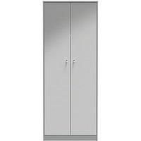 Welcome Furniture Ready Assembled Padstow 2 Door Wardrobe In Uniform Grey Gloss & Dusk Grey