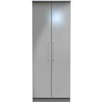 Welcome Furniture Ready Assembled Worcester 2 Door Wardrobe In Uniform Grey Gloss & Dusk Grey