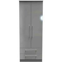 Welcome Furniture Ready Assembled Worcester 2 Door 2 Drawer Wardrobe In Uniform Grey Gloss & Dusk Grey