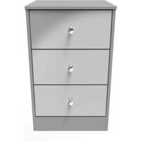 Welcome Furniture Ready Assembled Padstow 3 Drawer Bedside Cabinet In Uniform Grey Gloss & Dusk Grey