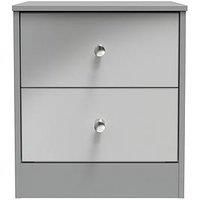 Welcome Furniture Ready Assembled Padstow 2 Drawer Bedside Cabinet In Uniform Grey Gloss & Dusk Grey