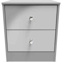 Welcome Furniture Ready Assembled Padstow 2 Drawer Bedside Cabinet In Uniform Grey Gloss & Dusk Grey