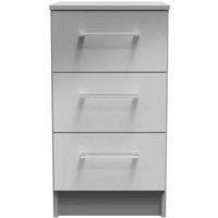 Welcome Furniture Ready Assembled Worcester 3 Drawer Bedside Cabinet In Uniform Grey Gloss & Dusk Grey