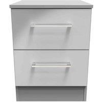 Welcome Furniture Ready Assembled Worcester 2 Drawer Bedside Cabinet In Uniform Grey Gloss & Dusk Grey