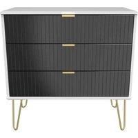 Welcome Furniture Ready Assembled Linear 3 Drawer Chest In Deep Black & White