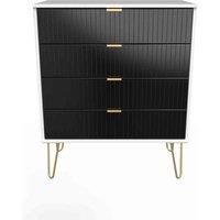 Welcome Furniture Ready Assembled Linear 4 Drawer Chest In Deep Black & White