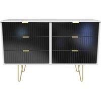 Welcome Furniture Ready Assembled Linear 6 Drawer Chest In Deep Black & White