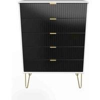 Welcome Furniture Ready Assembled Linear 5 Drawer Chest In Deep Black & White