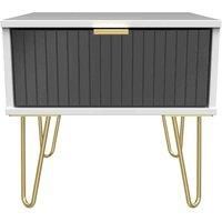 Welcome Furniture Ready Assembled Linear 1 Drawer Bedside In Deep Black & White