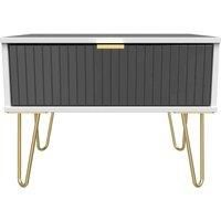 Welcome Furniture Ready Assembled Linear 1 Drawer Wide Side Table In Deep Black & White