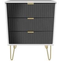 Welcome Furniture Ready Assembled Linear 3 Drawer Chest In Deep Black & White