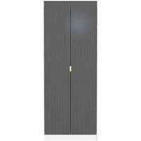 Welcome Furniture Ready Assembled Linear 2 Door Wardrobe In Deep Black & White
