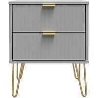 Welcome Furniture Ready Assembled Linear 2 Drawer Bedside Cabinet In Dusk Grey