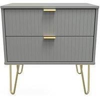 Welcome Furniture Ready Assembled Linear 2 Drawer Side Table In Dusk Grey