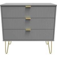Welcome Furniture Ready Assembled Linear 3 Drawer Chest In Dusk Grey