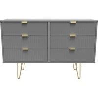 Welcome Furniture Ready Assembled Linear 6 Drawer Chest In Dusk Grey