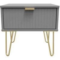 Welcome Furniture Ready Assembled Linear 1 Drawer Bedside In Dusk Grey