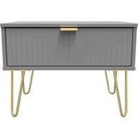 Welcome Furniture Ready Assembled Linear 1 Drawer Wide Side Table In Dusk Grey