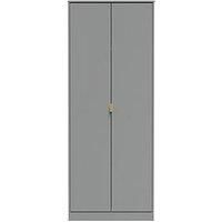 Welcome Furniture Ready Assembled Linear 2 Door Wardrobe In Dusk Grey