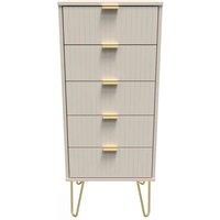 Welcome Furniture Ready Assembled Linear 5 Drawer Tallboy In Kashmir Matt