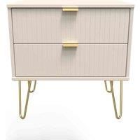 Welcome Furniture Ready Assembled Linear 2 Drawer Side Table In Kashmir Matt