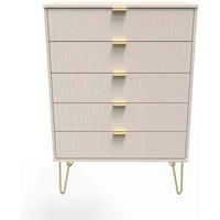 Welcome Furniture Ready Assembled Linear 5 Drawer Chest In Kashmir Matt