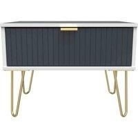 Welcome Furniture Ready Assembled Linear 1 Drawer Wide Side Table In Indigo Matt & White