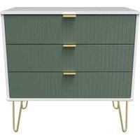 Welcome Furniture Ready Assembled Linear 3 Drawer Chest In Labrador Green & White