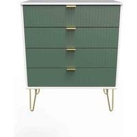 Welcome Furniture Ready Assembled Linear 4 Drawer Chest In Labrador Green & White
